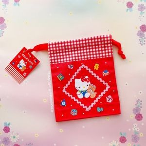 Sanrio Kawaii Hello Kitty Red Drawstring Bag New